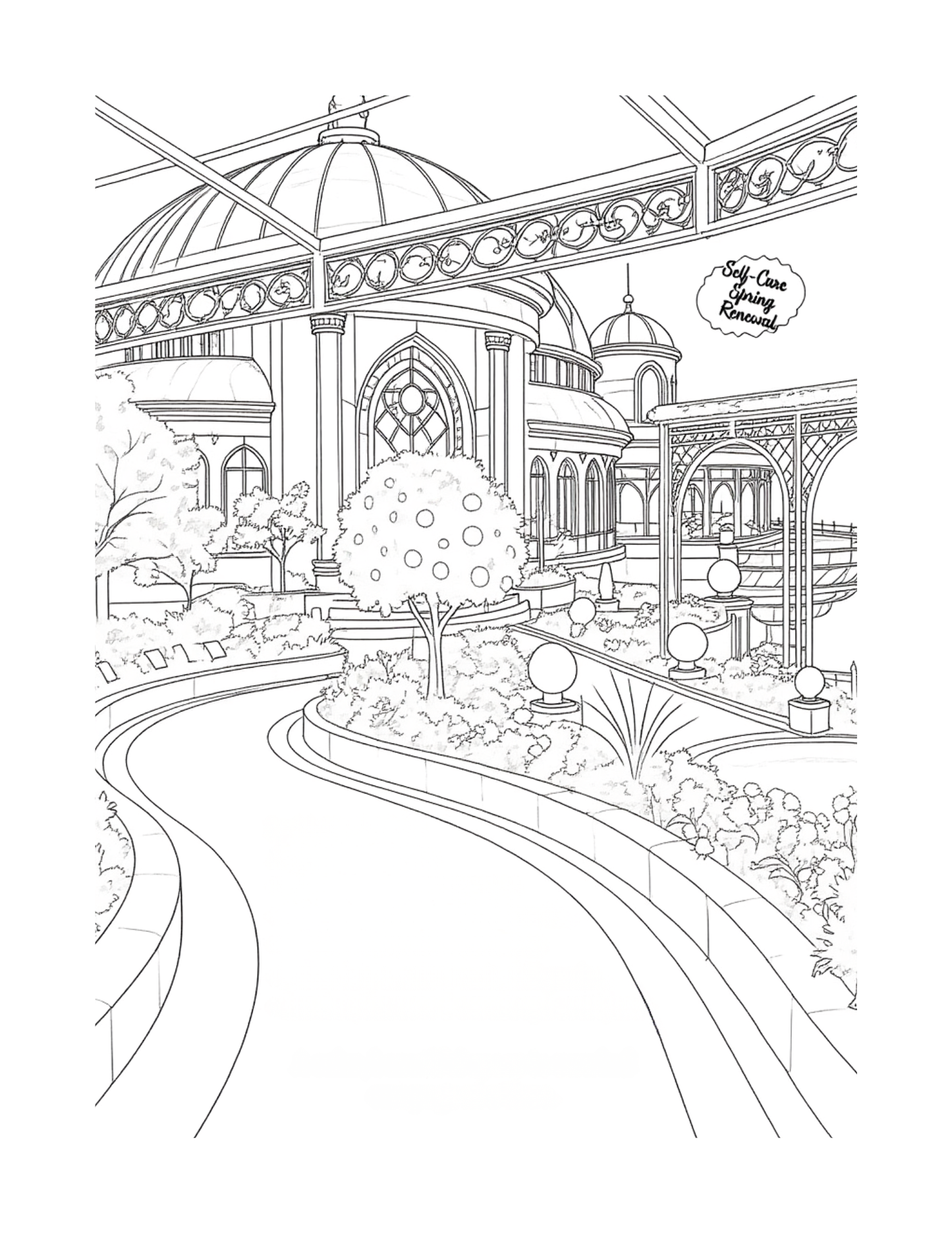 Sky Palace Garden Tour Coloring Book For Relaxation & Mindfulness (Download Digital Flipbook) The Soul of Serendipity