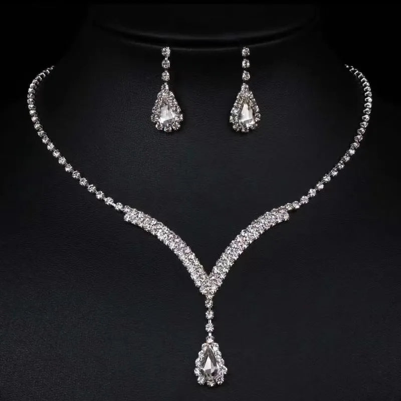 Water Drop Rhinestone Jewelry Set | Earrings & Necklace The Soul of Serendipity