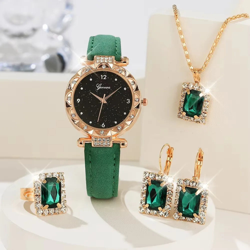 Women's Rhinestone Watch & Bracelet 5-Piece Set The Soul of Serendipity