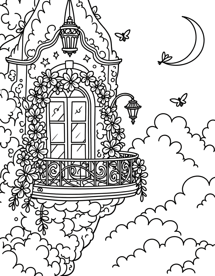 Sky Palace Garden Tour Coloring Book - Pastel Cover | Relaxation & Mindfulness (Download Digital Flipbook)