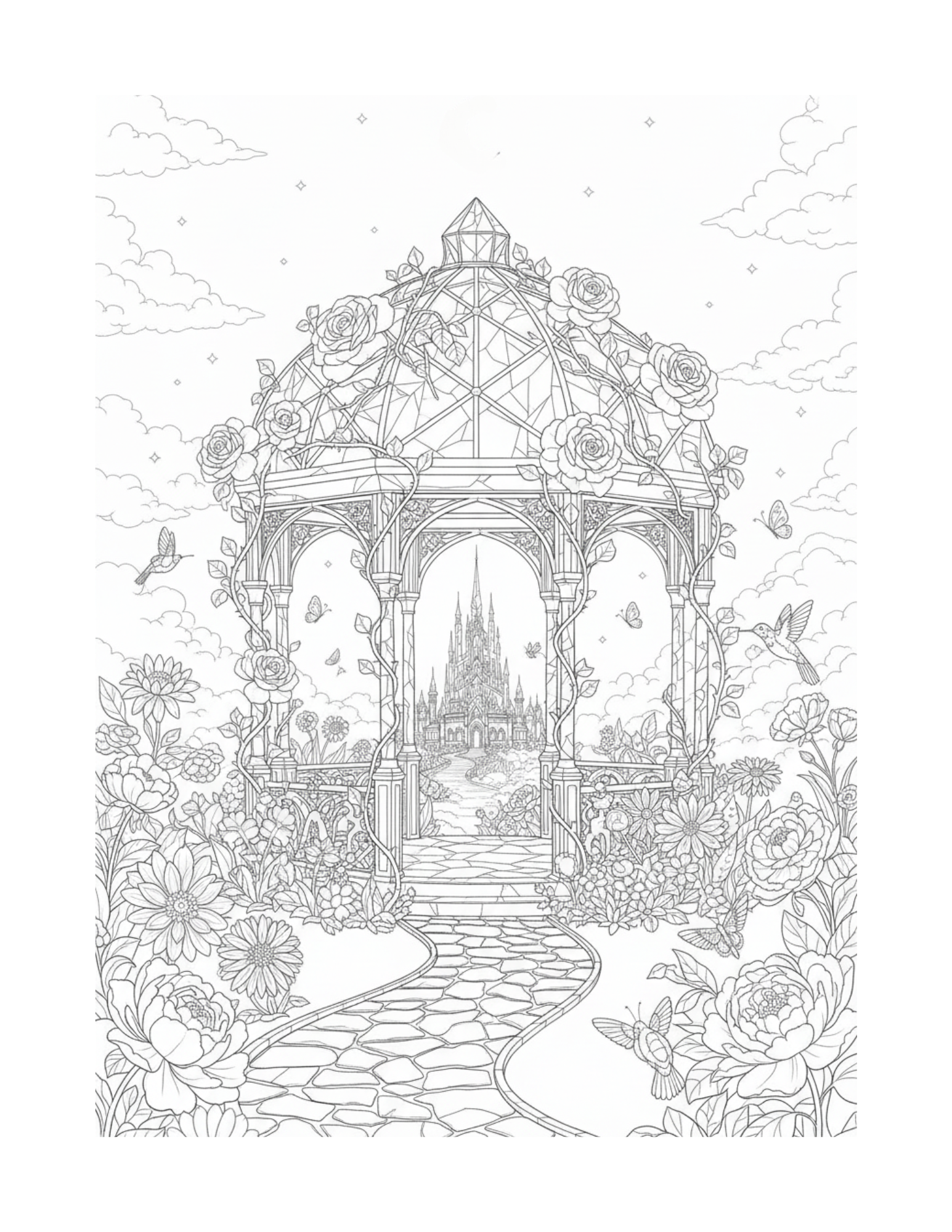 Crystal Realms Coloring Book - For Stress Relief (Download Digital Flipbook) The Soul of Serendipity