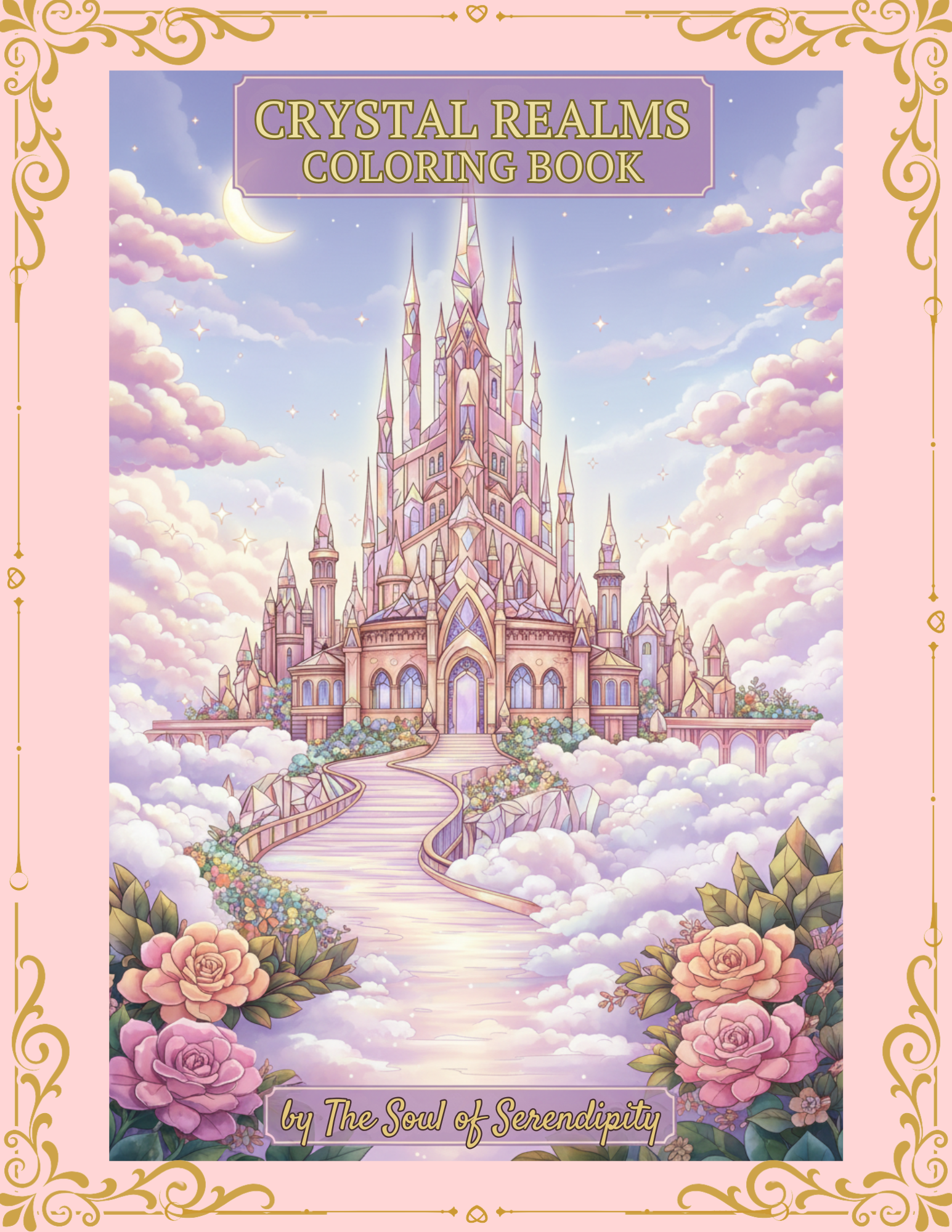 Crystal Realms Coloring Book - For Stress Relief (Download Digital Flipbook) The Soul of Serendipity
