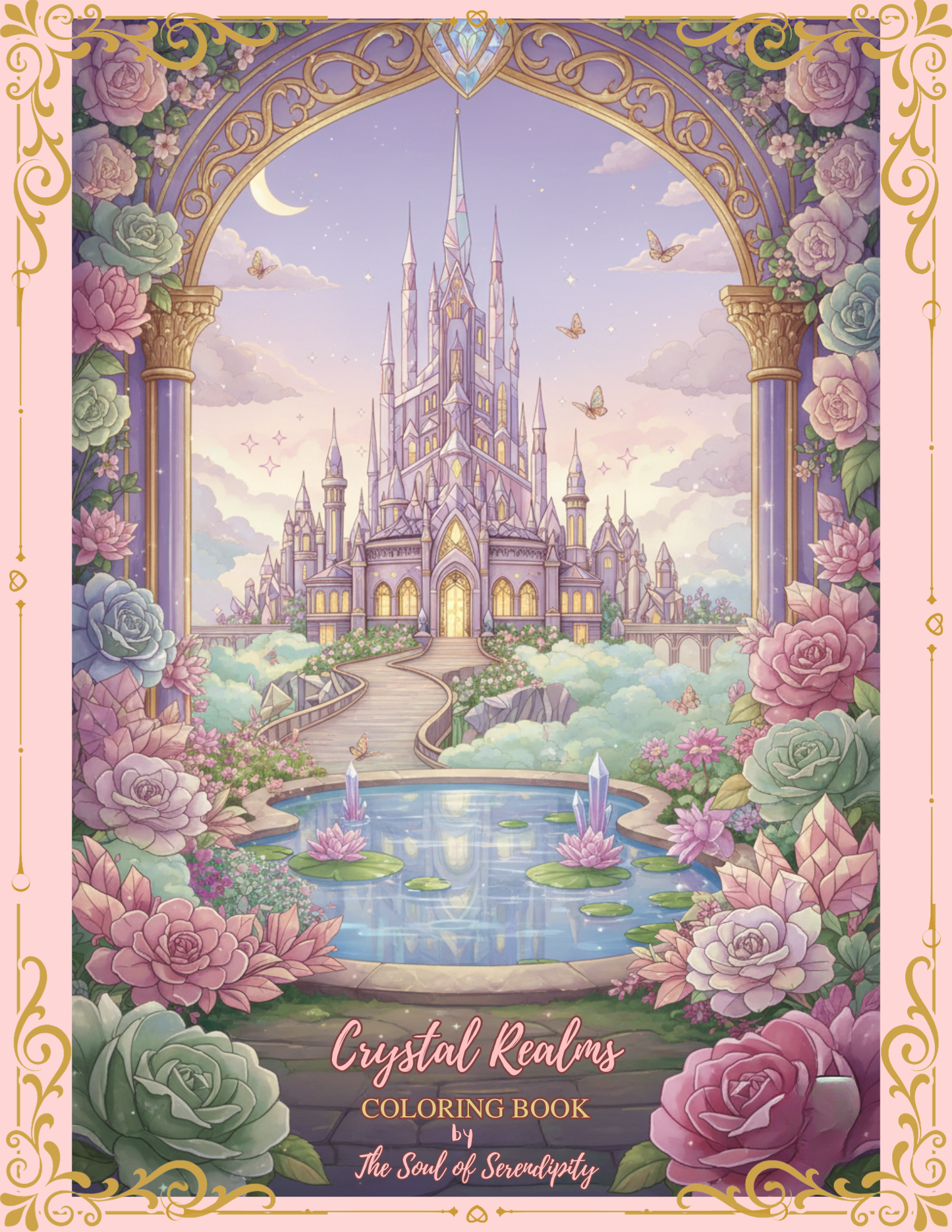Crystal Realms Coloring Book - For Stress Relief (Download Digital Flipbook) The Soul of Serendipity