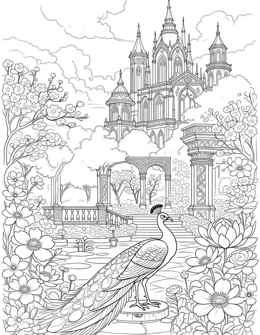 Sky Palace Garden Tour Coloring Book - Pastel Cover | Relaxation & Mindfulness (Download Digital Flipbook)