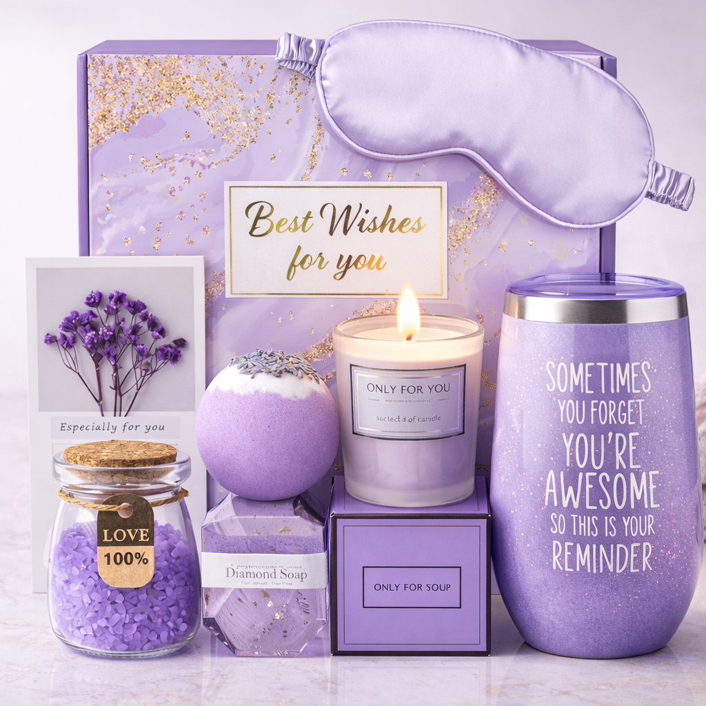Spa Gift Basket Set with Vacuum Cup: 5-Piece Bath & Relaxation Gift The Soul of Serendipity