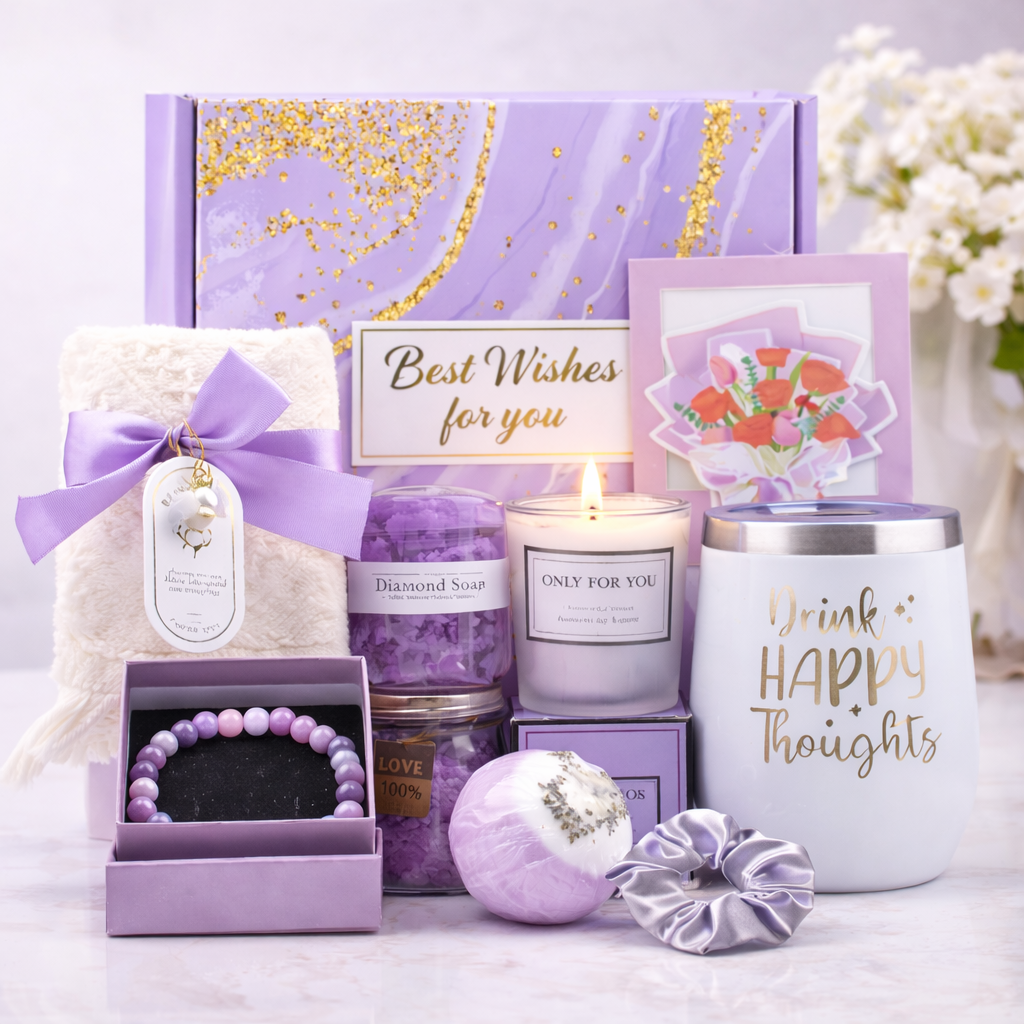 Spa Gift Basket Set with Vacuum Cup: 5-Piece Bath & Relaxation Gift The Soul of Serendipity
