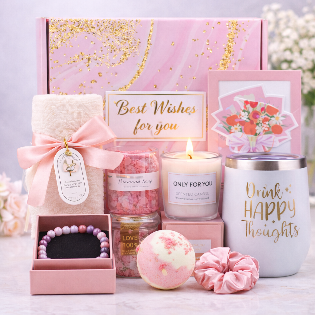 Spa Gift Basket Set with Vacuum Cup: 5-Piece Bath & Relaxation Gift The Soul of Serendipity
