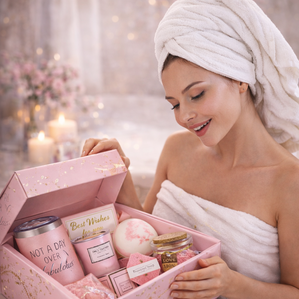 Spa Gift Basket Set with Vacuum Cup: 5-Piece Bath & Relaxation Gift The Soul of Serendipity