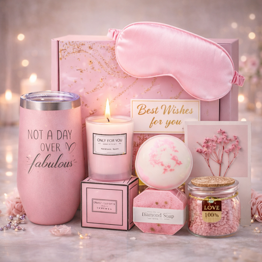 Spa Gift Basket Set with Vacuum Cup: 5-Piece Bath & Relaxation Gift