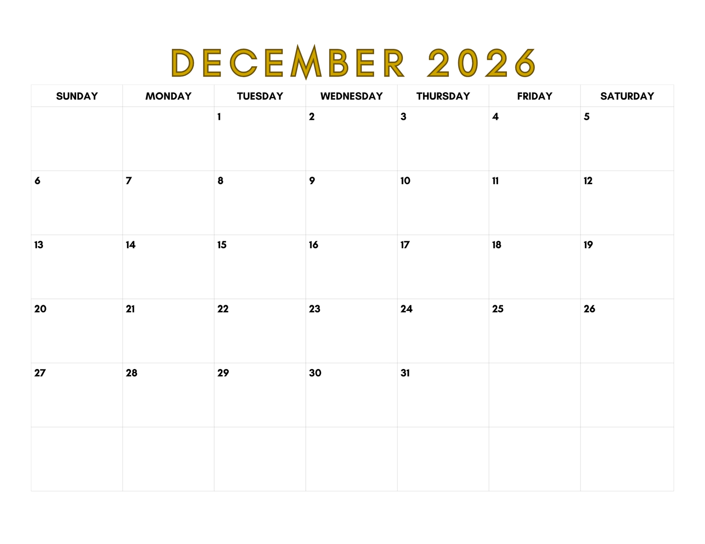 2026 Reign in Radiance — A Spa Luxe 2026 Wall Calendar