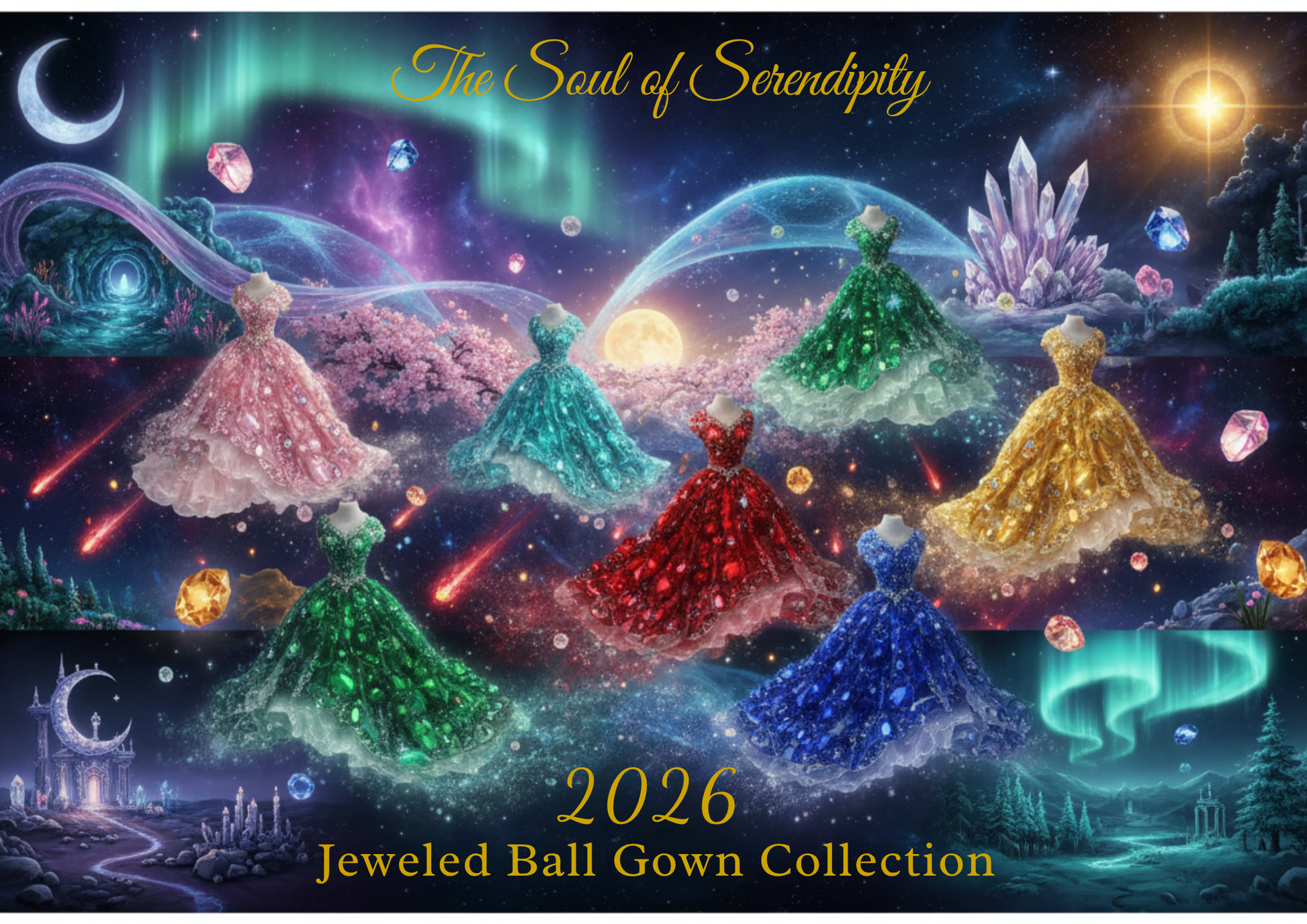 2026 Jeweled Ball Gown Collection — Spiral Bound Wall Calendar The Soul of Serendipity