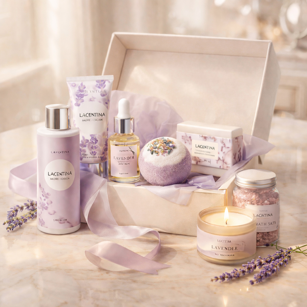 Lavender Spa Gift Basket: 9-Piece Self-Care Set for Women The Soul of Serendipity