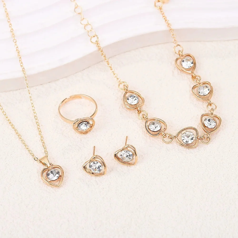 Luxe Heart Crystal Jewelry Set | 4-Piece Love Collection The Soul of Serendipity