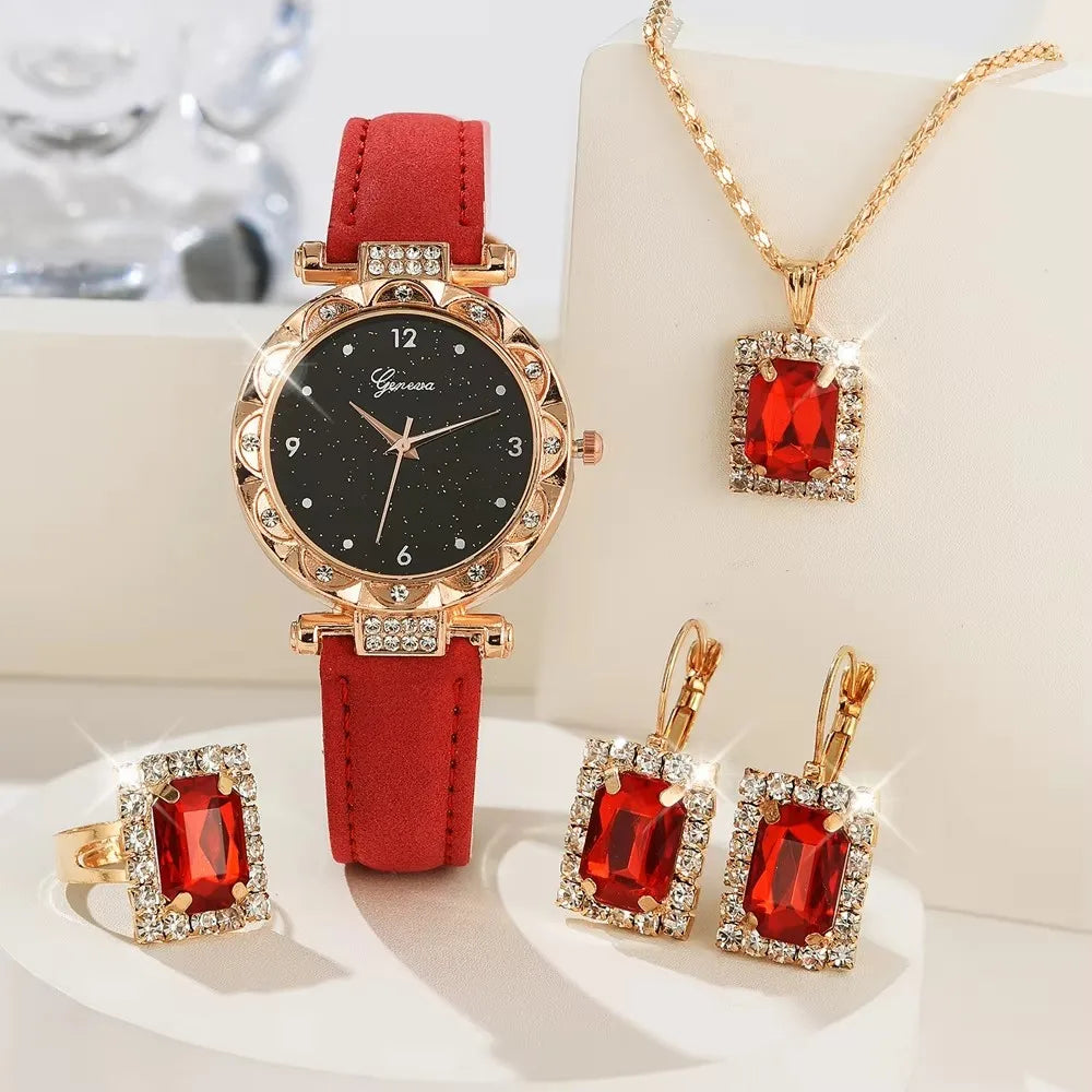 Women's Rhinestone Watch & Bracelet 5-Piece Set The Soul of Serendipity