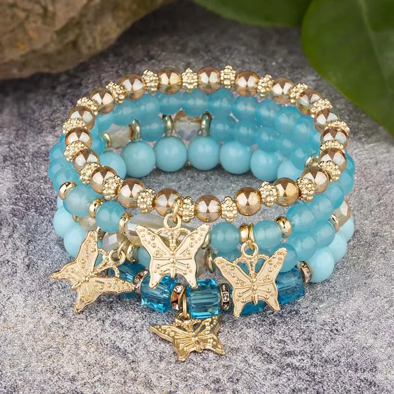Butterfly Beaded Bracelet Set | 4-Piece Bohemian Collection The Soul of Serendipity