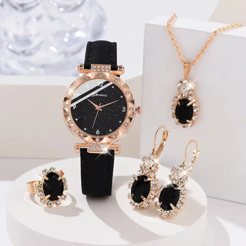 Women's Rhinestone Watch & Bracelet 5-Piece Set The Soul of Serendipity
