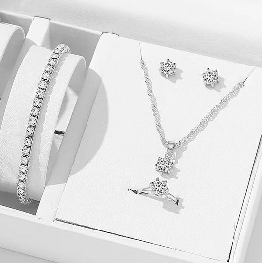 Radiant Crystal Jewelry Set | 5-Piece Elegance Collection