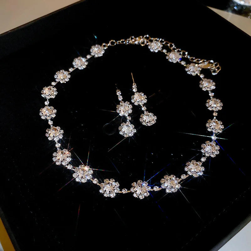 Water Drop Rhinestone Jewelry Set | Earrings & Necklace The Soul of Serendipity