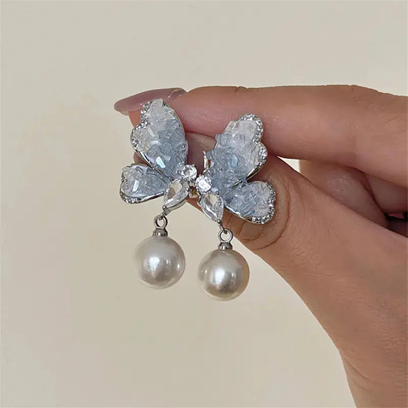 Crystal Butterfly Earrings - Elegant Zircon Pearl Design The Soul of Serendipity