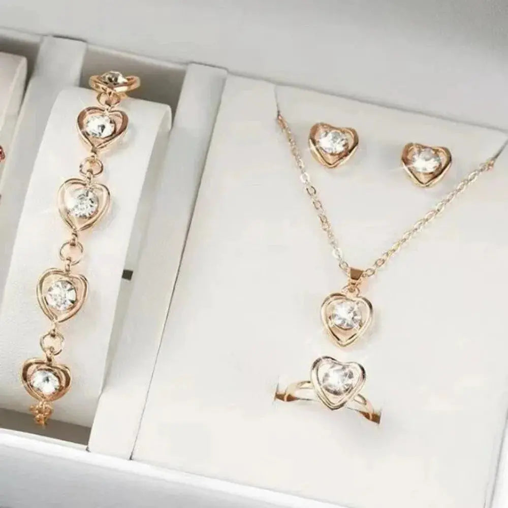 Luxe Heart Crystal Jewelry Set | 4-Piece Love Collection The Soul of Serendipity