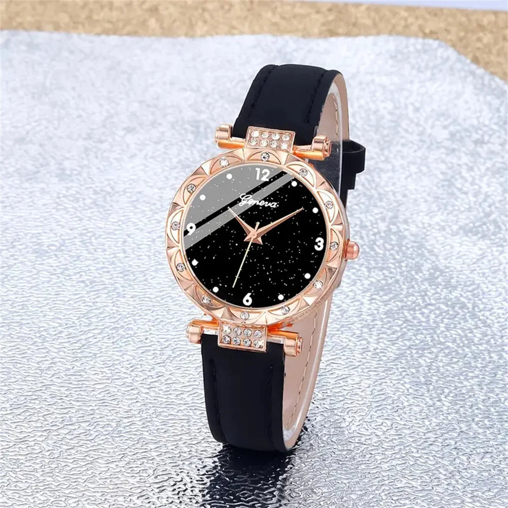 Women's Rhinestone Watch & Bracelet 5-Piece Set The Soul of Serendipity