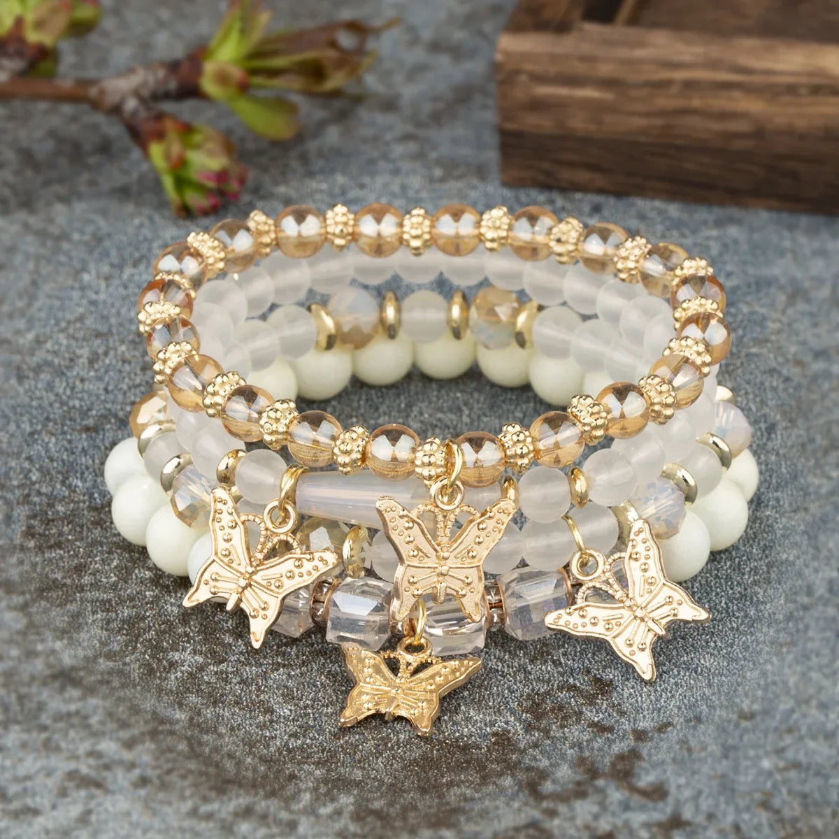 Butterfly Beaded Bracelet Set | 4-Piece Bohemian Collection The Soul of Serendipity