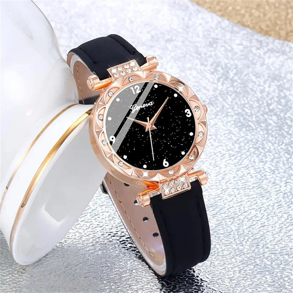 Women's Rhinestone Watch & Bracelet 5-Piece Set The Soul of Serendipity