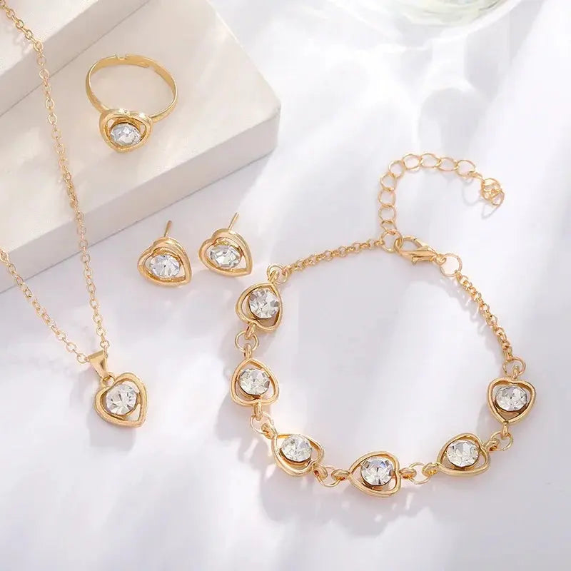 Crystal Jewelry Set | 4-Piece Heart Collection The Soul of Serendipity