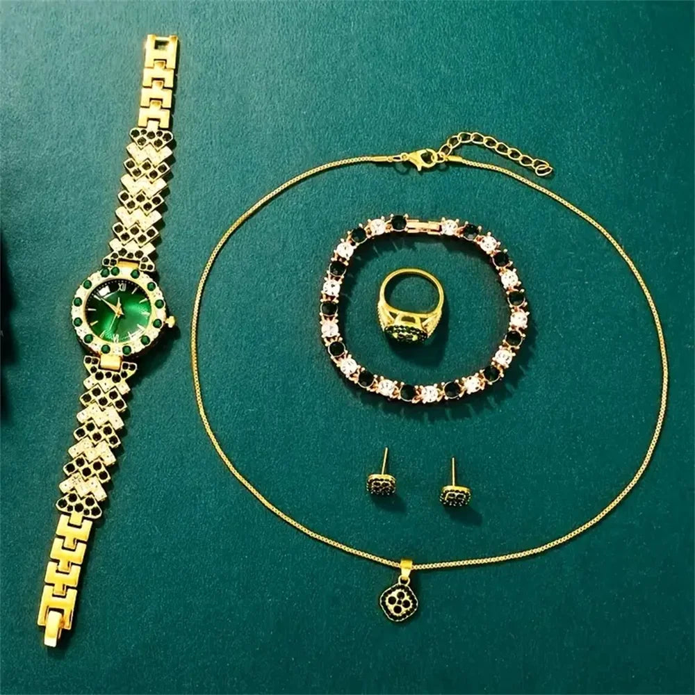 Emerald 6-Piece Women's Watch & Jewelry Gift Set The Soul of Serendipity