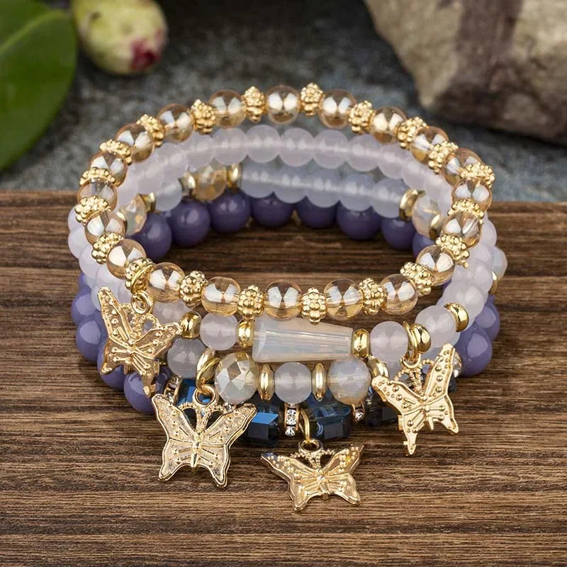Butterfly Beaded Bracelet Set | 4-Piece Bohemian Collection The Soul of Serendipity