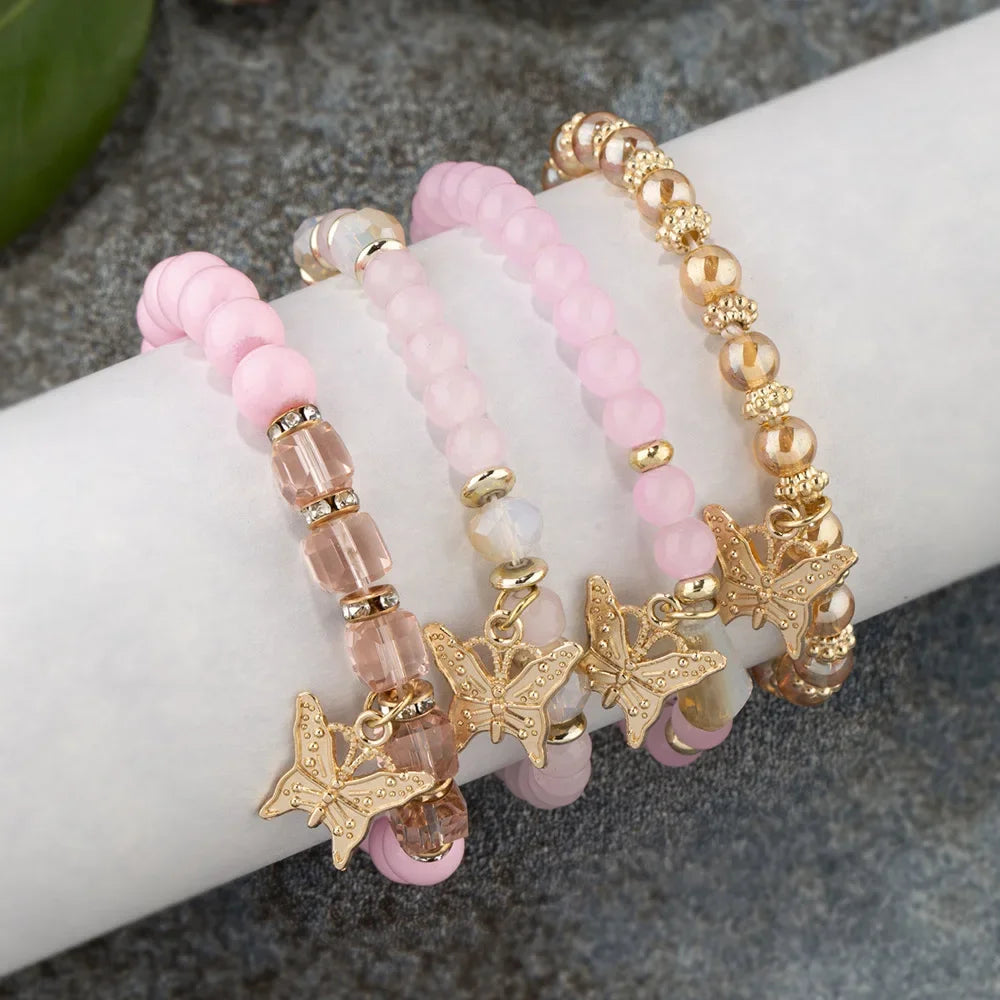 Butterfly Beaded Bracelet Set | 4-Piece Bohemian Collection The Soul of Serendipity