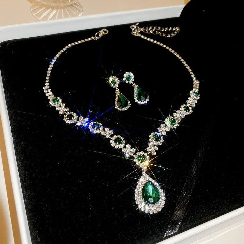 Water Drop Rhinestone Jewelry Set | Earrings & Necklace The Soul of Serendipity