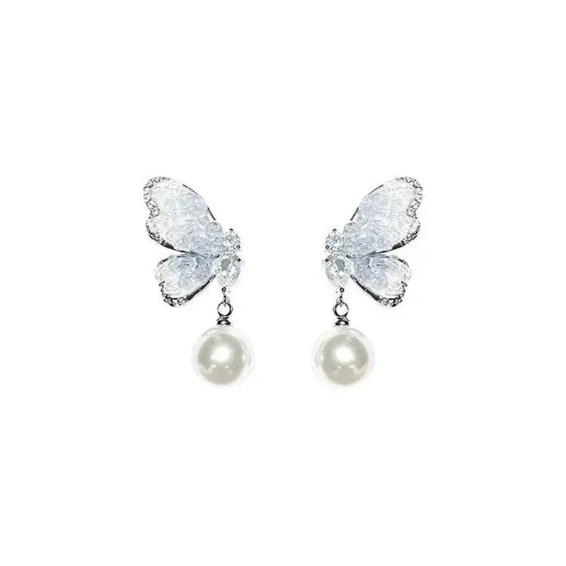 Crystal Butterfly Earrings - Elegant Zircon Pearl Design The Soul of Serendipity