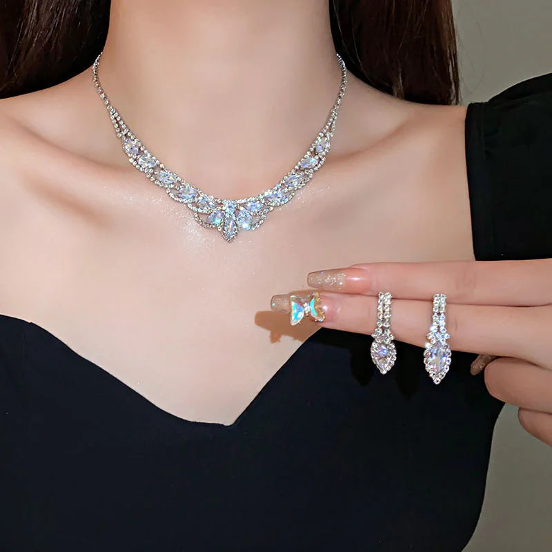 Water Drop Rhinestone Jewelry Set | Earrings & Necklace The Soul of Serendipity