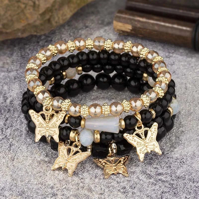 Butterfly Beaded Bracelet Set | 4-Piece Bohemian Collection The Soul of Serendipity