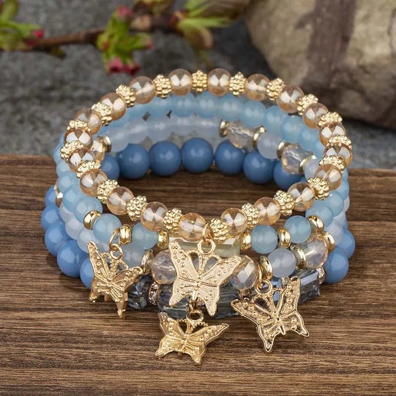 Butterfly Beaded Bracelet Set | 4-Piece Bohemian Collection The Soul of Serendipity