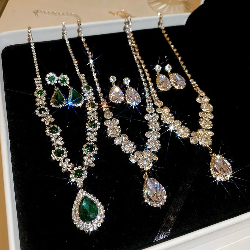 Water Drop Rhinestone Jewelry Set | Earrings & Necklace The Soul of Serendipity