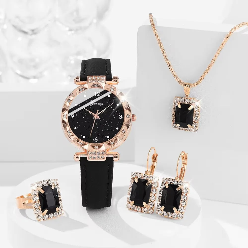 Women's Rhinestone Watch & Bracelet 5-Piece Set The Soul of Serendipity