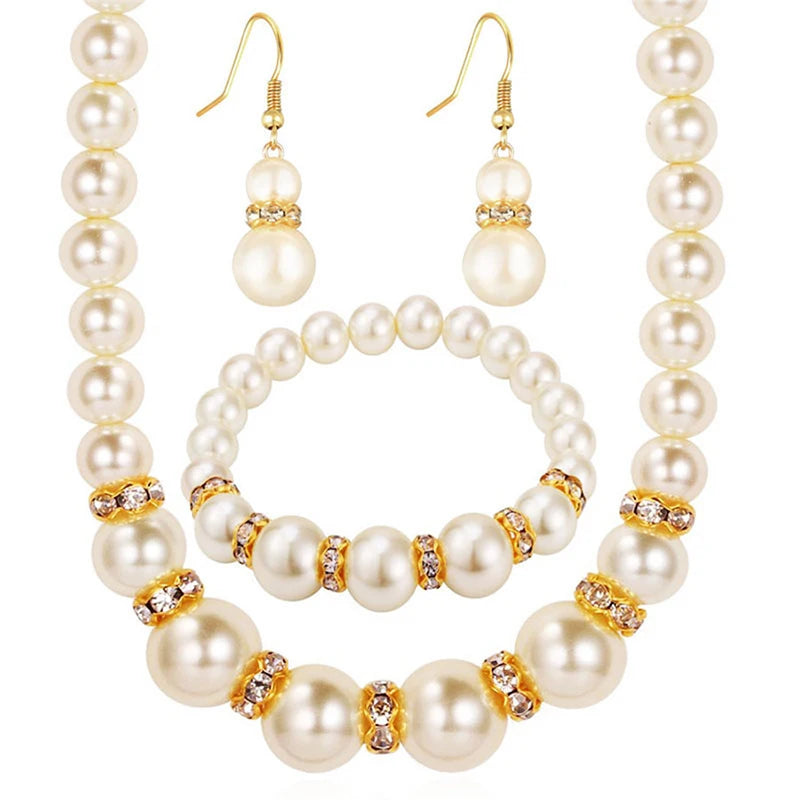 Classic Pearl Jewelry Set | 3-Piece Bridal Collection