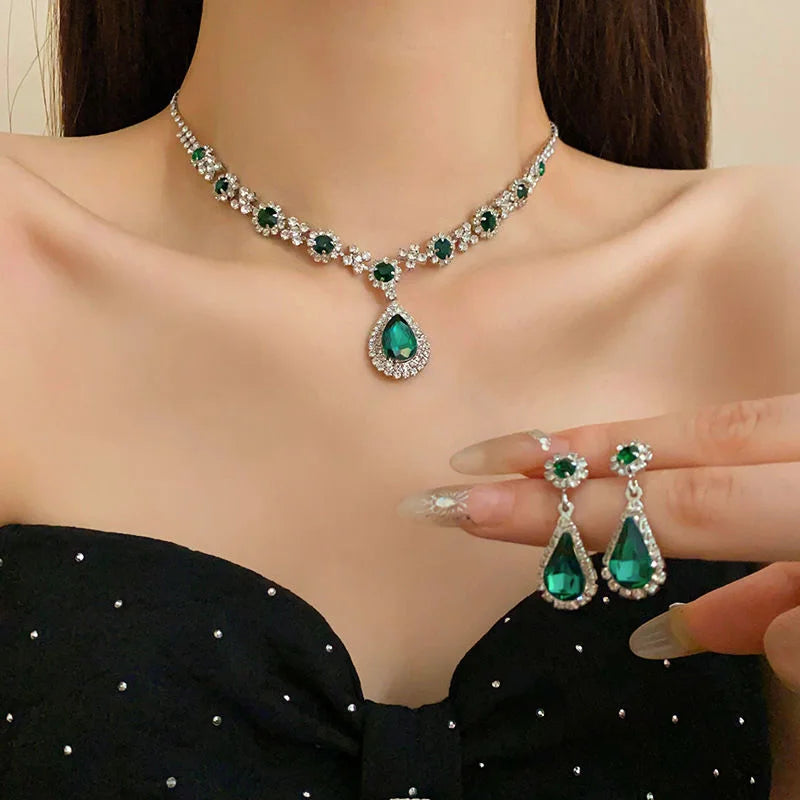 Water Drop Rhinestone Jewelry Set | Earrings & Necklace The Soul of Serendipity
