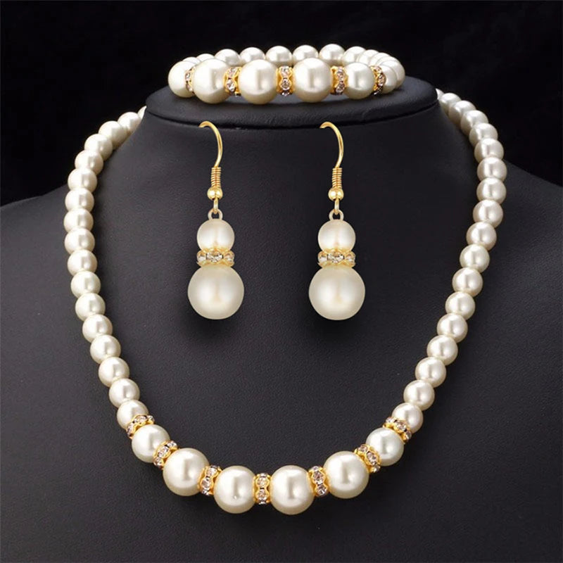 Classic Pearl Jewelry Set | 3-Piece Bridal Collection