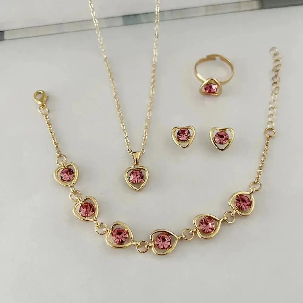 Luxe Heart Crystal Jewelry Set | 4-Piece Love Collection The Soul of Serendipity