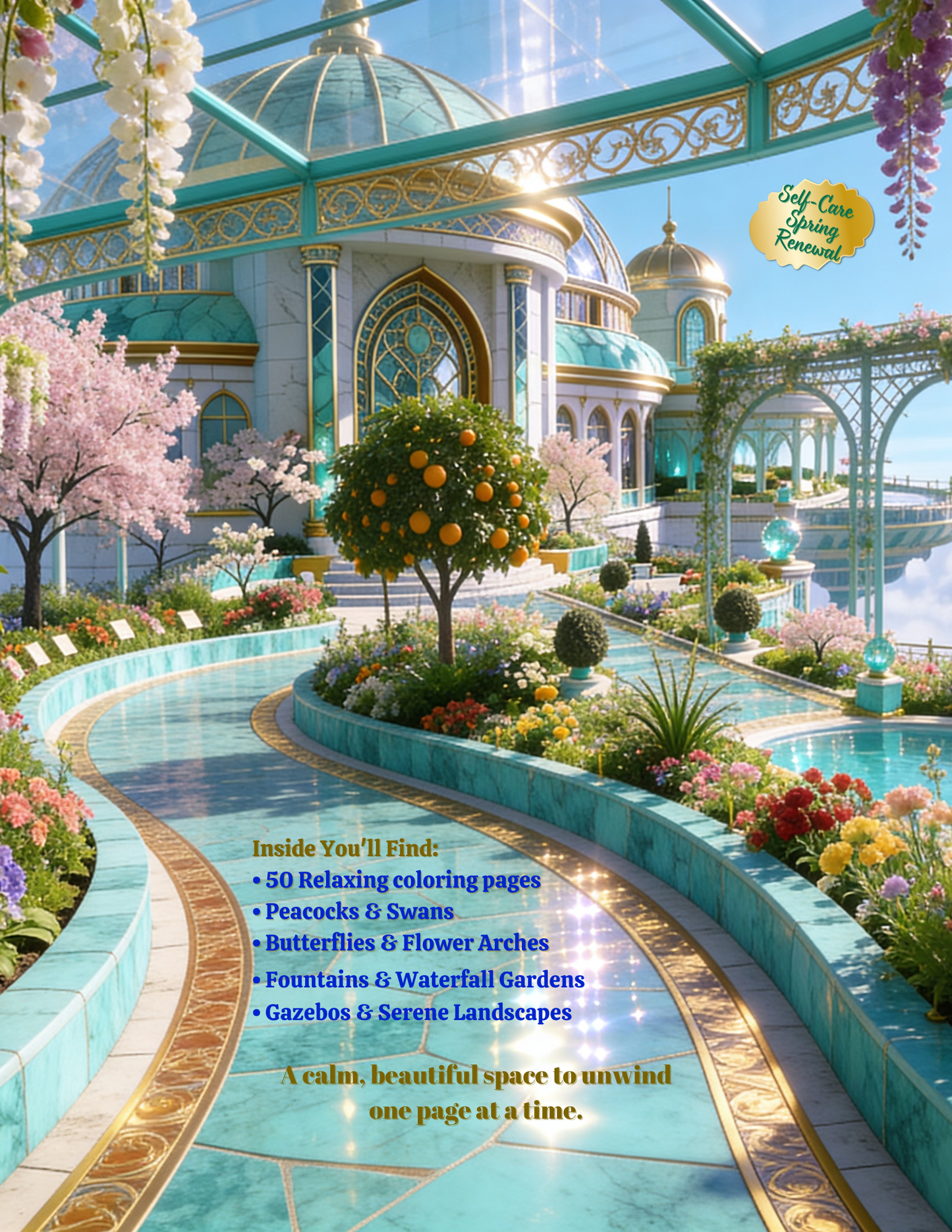 Sky Palace Garden Tour Coloring Book For Relaxation & Mindfulness (Download Digital Flipbook)